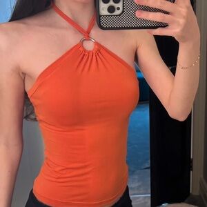 Orange Halter Neck Top